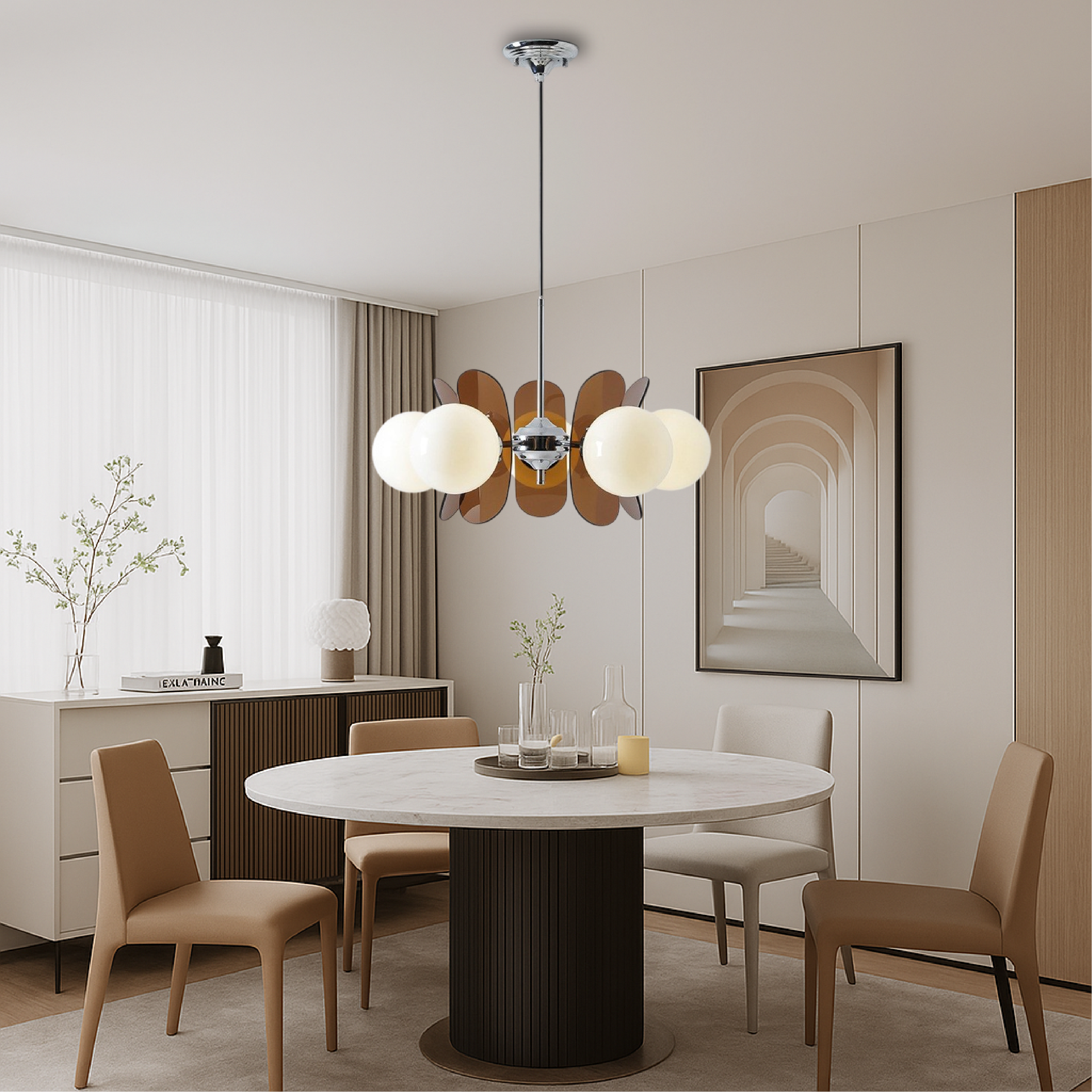 5-Head Bauhaus Chandelier