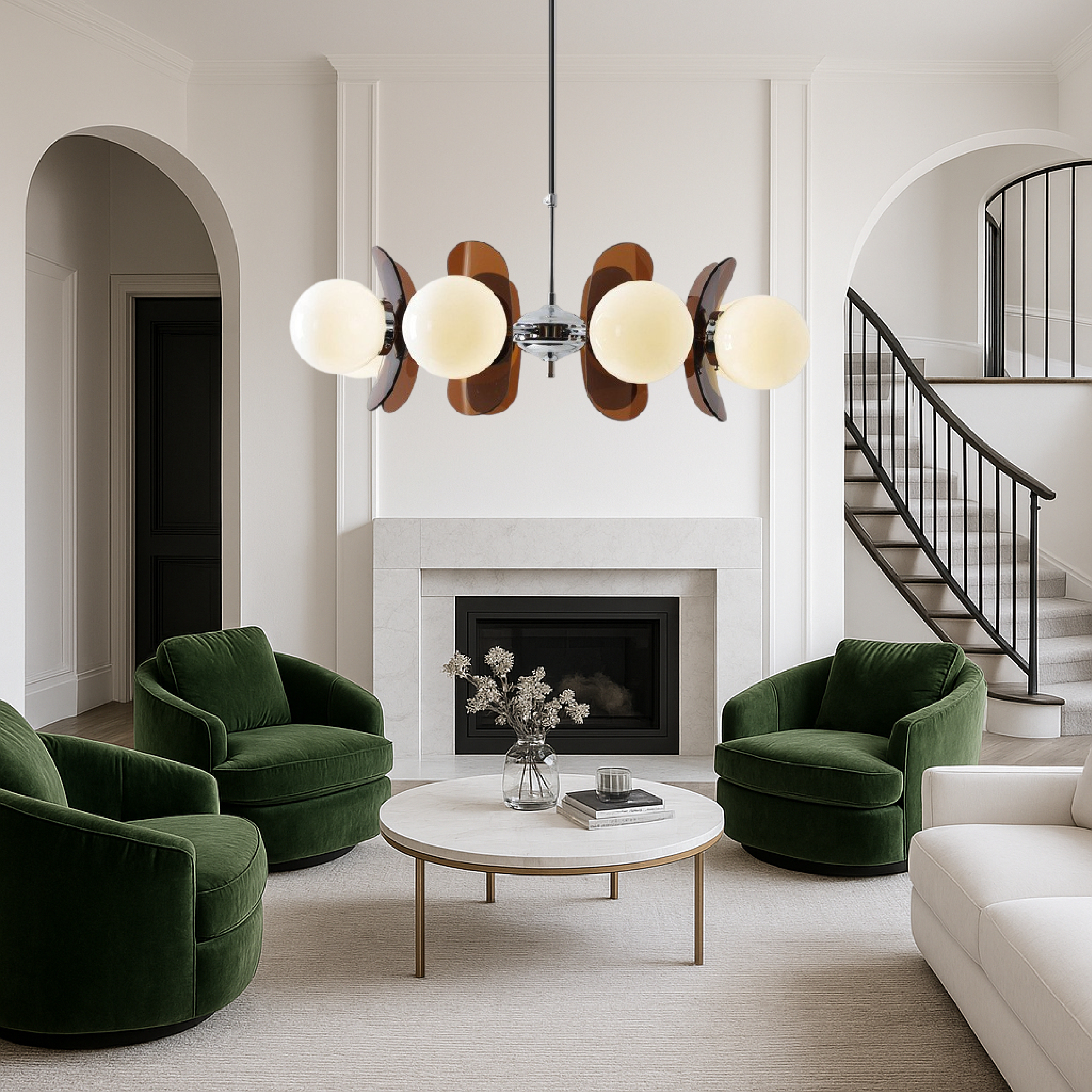 5-Head Bauhaus Chandelier