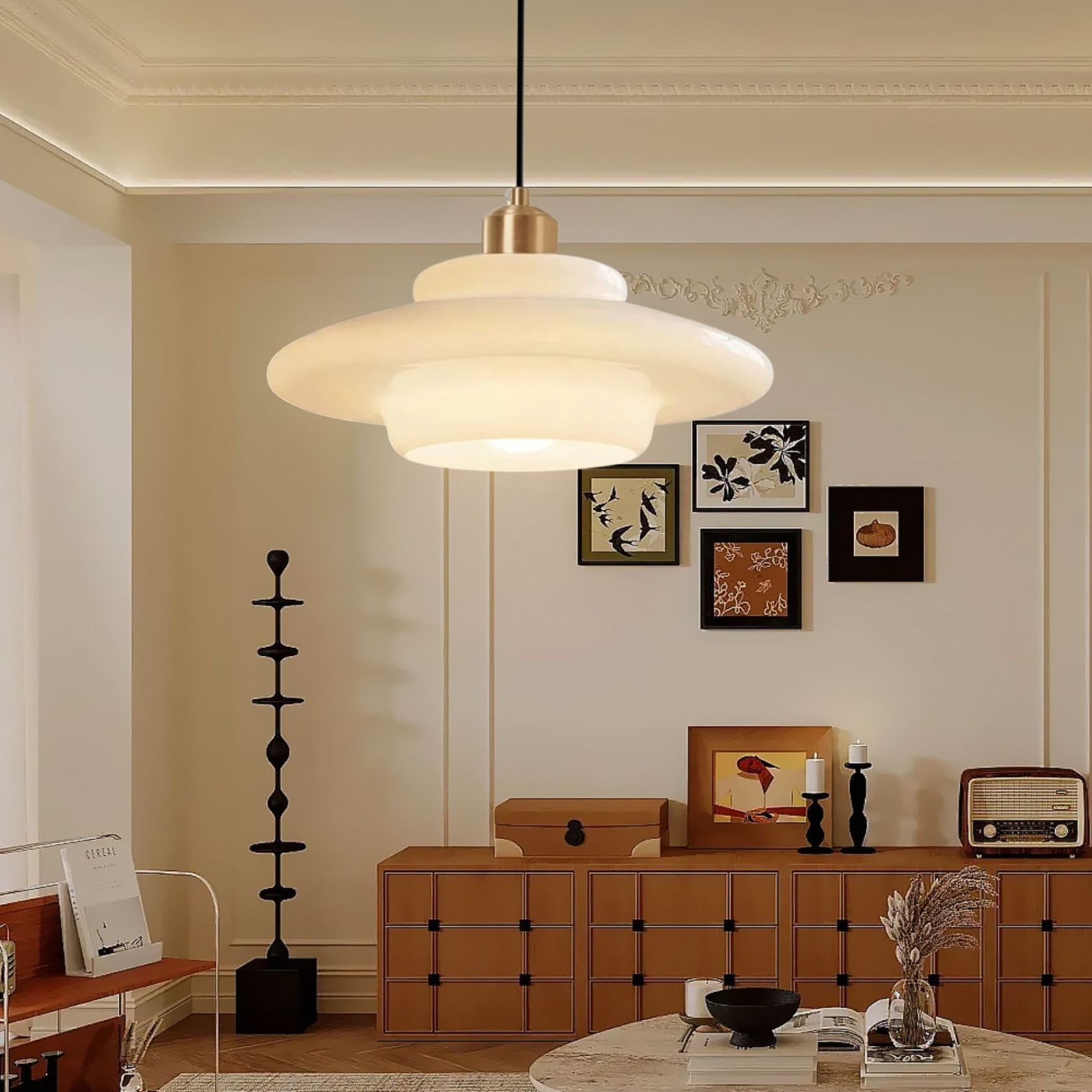 Mid Century White Pendant Light